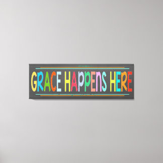 Grace Happens Here Colourful Christian Chalkboard  Canvas Print