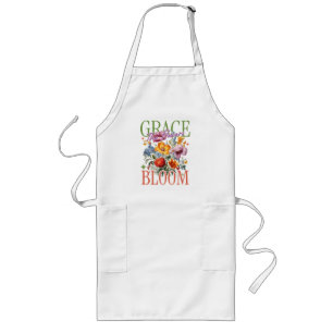 Grace in Bloom Floral Typography Long Apron