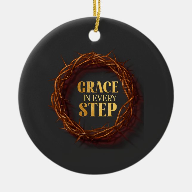 Grace in Every Step Ceramic Ornament (Front)