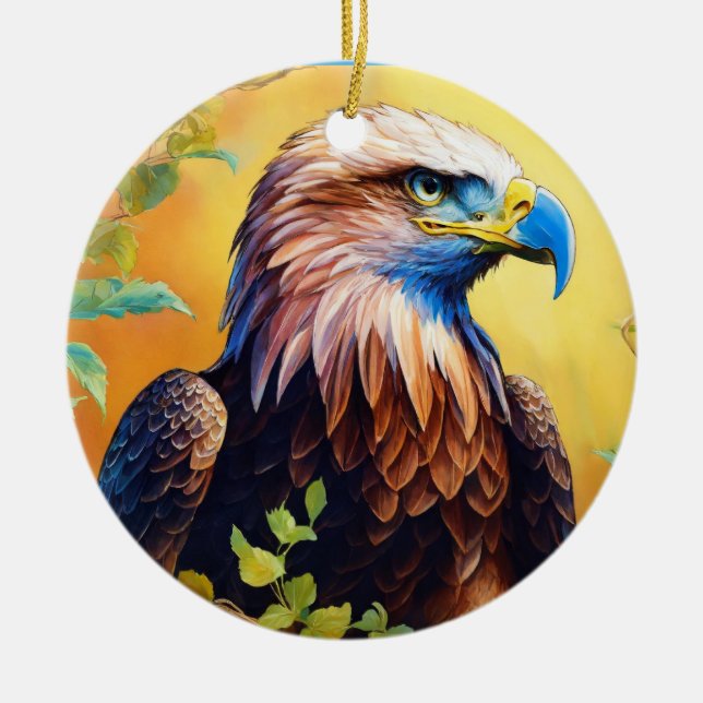  "Grace in Flight: Majestic Eagle Art" Ceramic Ornament (Front)