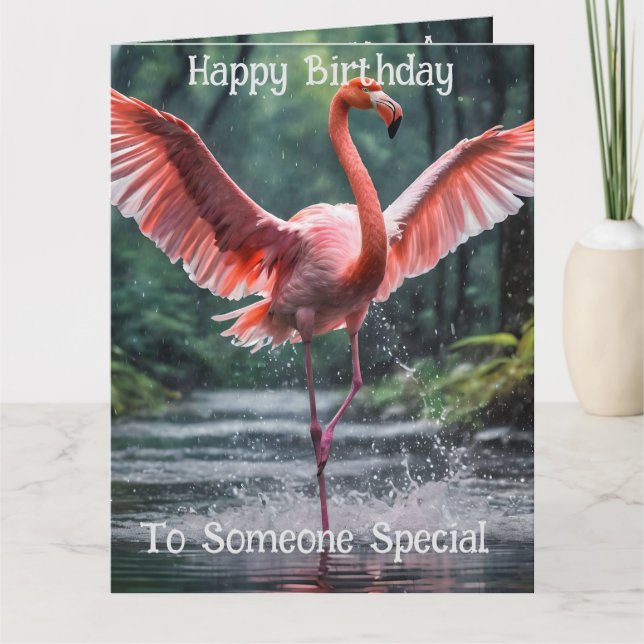 Grace in Flight: The Pink Flamingos Riverdance Card (Front)