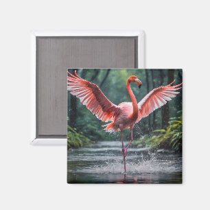 Grace in Flight: The Pink Flamingos Riverdance Magnet