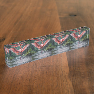 Grace in Flight: The Pink Flamingos Riverdance Nameplate