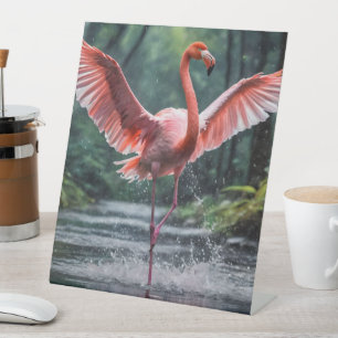 Grace in Flight: The Pink Flamingos Riverdance Pedestal Sign