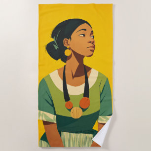 Grace in Green and Gold Beach Towel