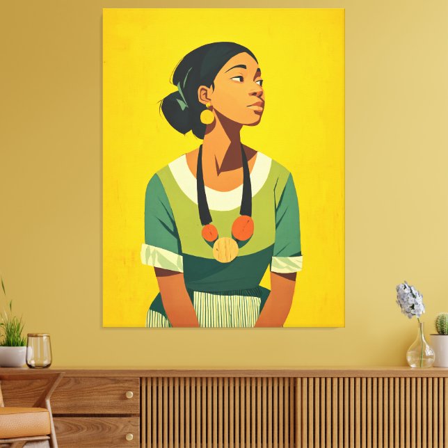 Grace in Green and Gold Canvas Print (Insitu(LivingRoom))