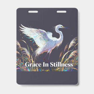 "Grace In Stillness" Fantasy Egret Badge