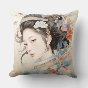 Grace in Traditional Chinese Women Throw Pillow