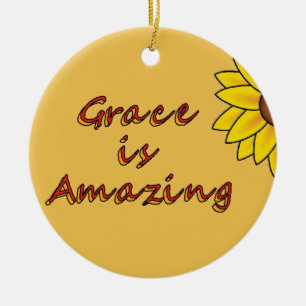 Grace is Amazing - Sunflower Ceramic Ornament