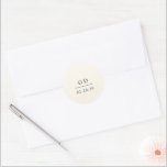Grace Ivory Modern Wedding Classic Round Sticker<br><div class="desc">Modern wedding stickers featuring a simple and minimal geometric design with your two initial monogram and your wedding date with a small horizontal line in between.  The colour palette may be changed in the design editing tool.</div>