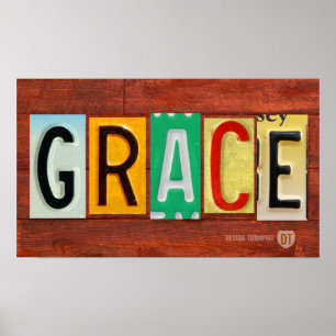 GRACE Licence Plaque Lettres Nom Affiche Poster