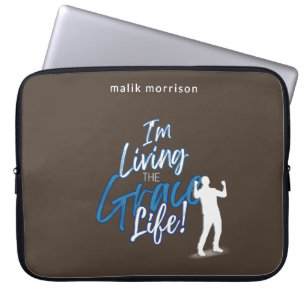 Grace Life Brown Modern Script Male Silhouette Laptop Sleeve