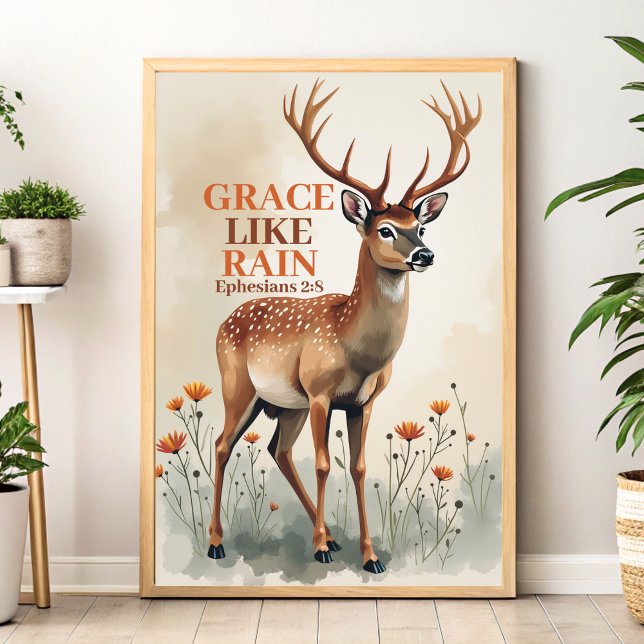 Grace Like Rain Boho Christian Wall Art Print (Creator Uploaded)