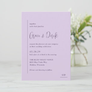 Grace Lilac Modern Wedding Invitation