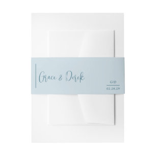 Grace Muted Blue Modern Wedding Invitation Belly Band