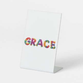 Grace Name in Vibrant Crochet Pattern Pedestal Sign