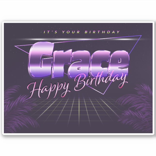 Grace Name Prénom lila retro Sticker (Devant)