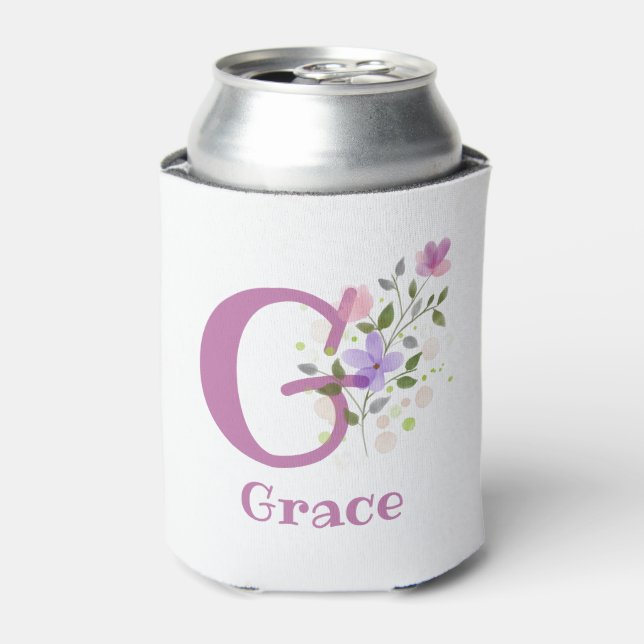 Grace Name with a Floral Design Can Cooler (Can Front)