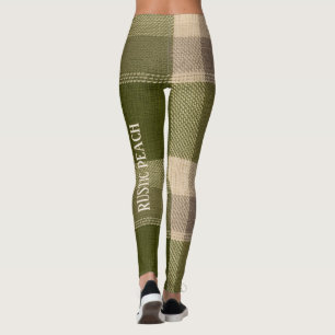 Grace Olive & Wheat Rustic Plaid Pattern Vol 77 Leggings