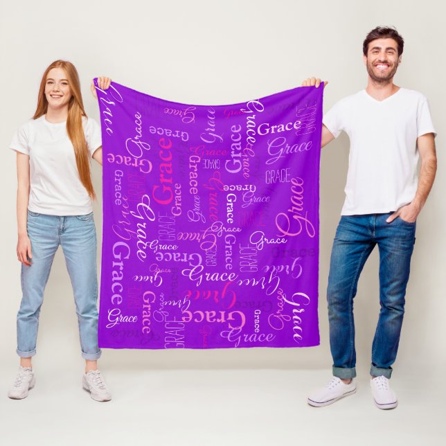 Grace personalized short name purple pink blanket (In Situ)