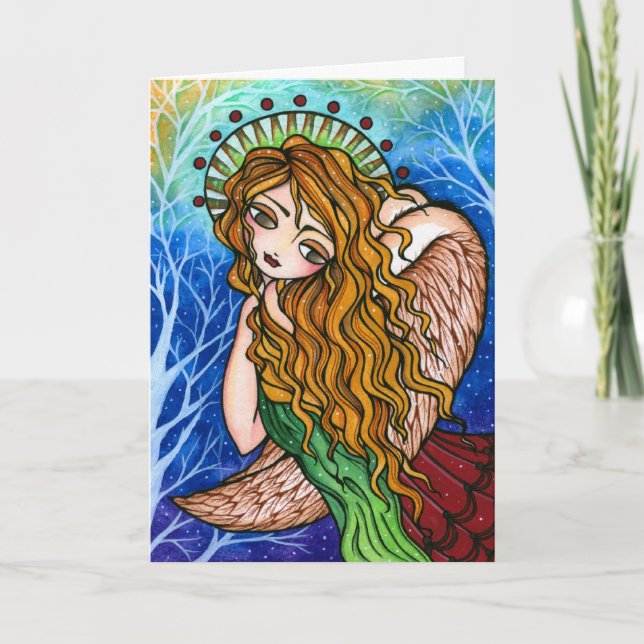 "Grace" Primitive Angel Christmas Card (Front)