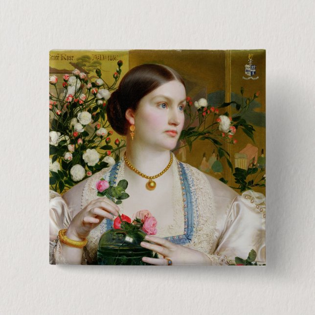 Grace Rose, 1866 (oil on panel) 2 Inch Square Button (Front)