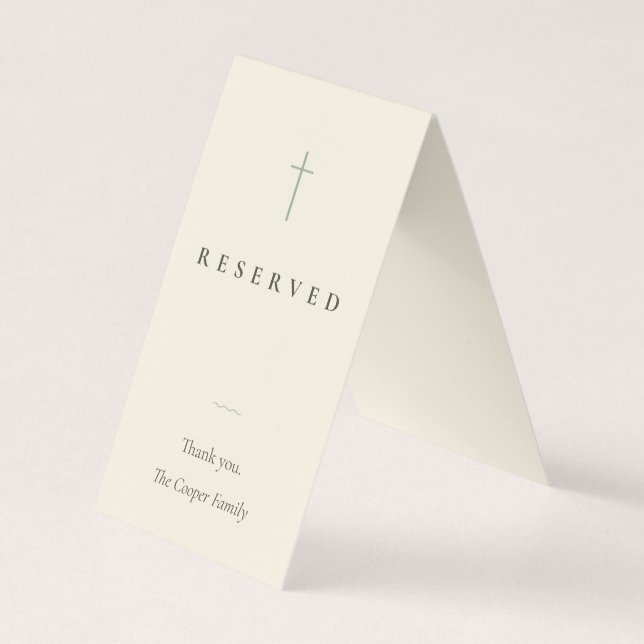 Grace Sage Religious Reserved Seating Place Card (Front)