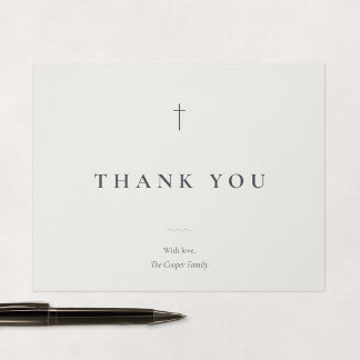 Grace Stone Minimal Cross Religious Thank You Card