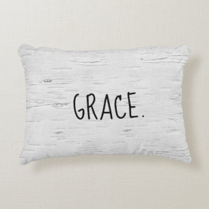 GRACE Text On Birch Tree  Accent Pillow