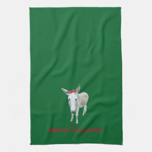 Grace the Donkey with a Red Bow Kitchen Towel
