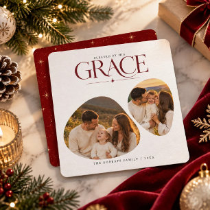  Grace Two Abstract Photo Religious Christmas    Holiday Card