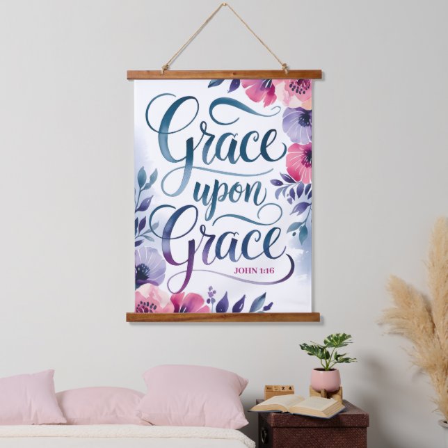Grace Upon Grace Christian Wall Hanging Tapestry (Bedroom)