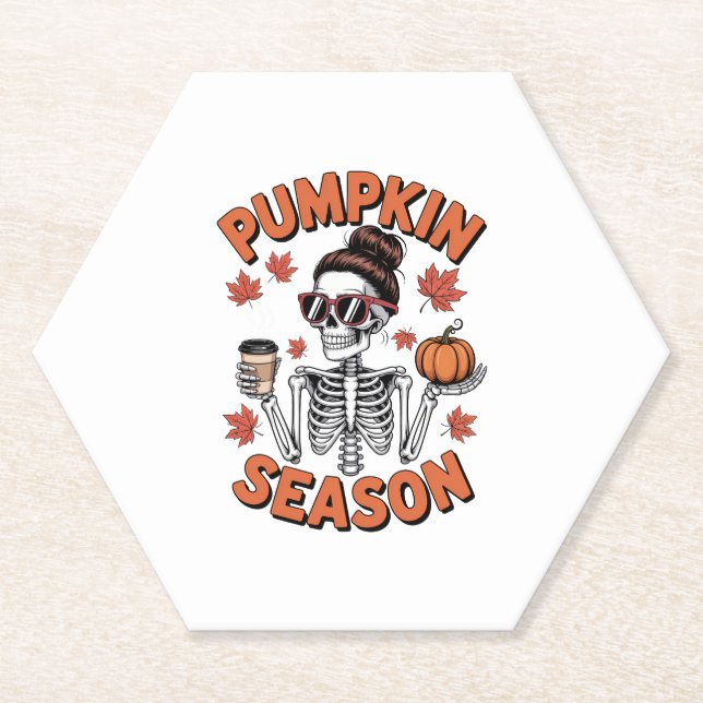 Grace Upon Grace Fall Pumpkin Paper Coaster (Front)