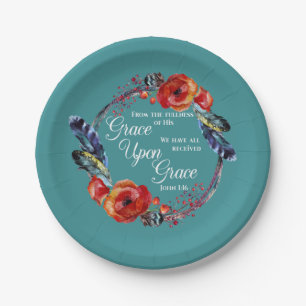 Grace Upon Grace John 1:16 Scripture Paper Plate