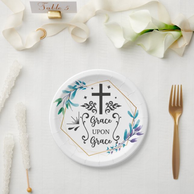 Grace Upon Grace  Paper Plate (Wedding)