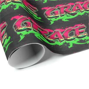 Grace Vorname Name Graffiti red green Wrapping Paper