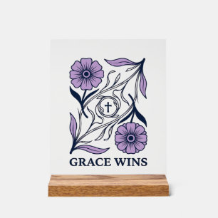 Grace Wins Floral Christian Vintage Engraving Tee_