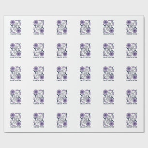 Grace Wins Floral Christian Vintage Engraving Tee_ Wrapping Paper