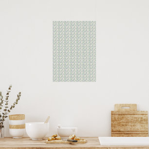 Graceful 1940s Vintage Bluebell & Muted Teal Poster