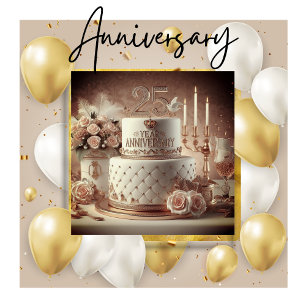 GRACEFUL 25TH WEDDING ANNIVERSARY CAKE INVITATION