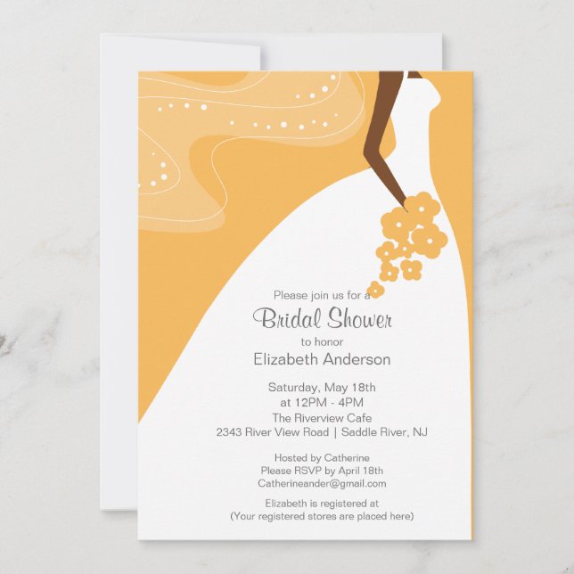 Graceful African American Bride Bridal Shower Invitation (Front)