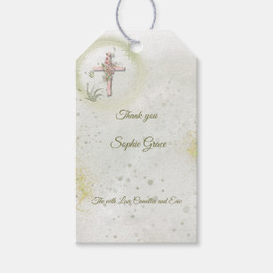 Graceful and sparkly cross baptism gift tags 