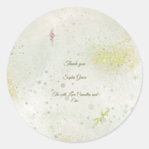 Graceful and sparkly cross baptism round stickers 