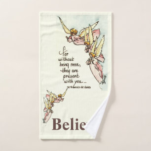 Graceful Angels Bring Comfort saying watercolor Hand Towel