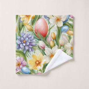 Graceful Apple Blossom, Tulips and Easter Eggs Bath Towel Set