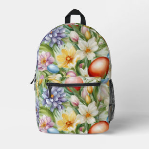Graceful Apple Blossom, Tulips and Easter Eggs Printed Backpack