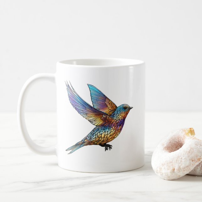 "Graceful Aviator" Multi-coloured Swift Bird Coffee Mug (With Donut)