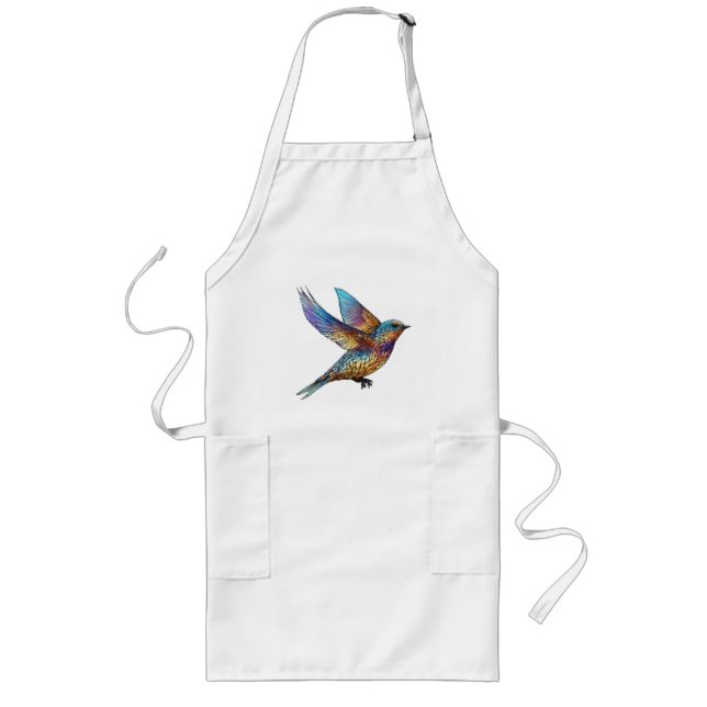 "Graceful Aviator" Multi-coloured Swift Bird Long Apron (Front)
