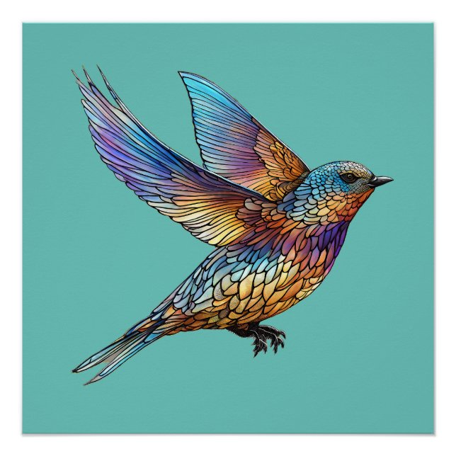 "Graceful Aviator" Multi-coloured Swift Bird Poster (Front)
