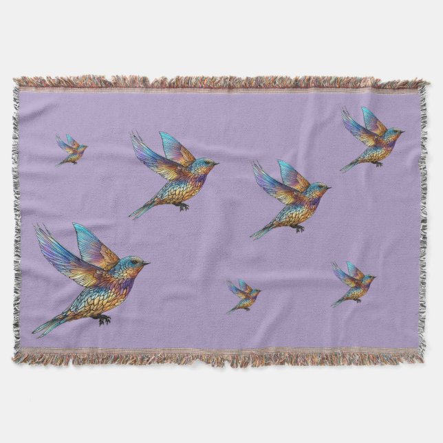 "Graceful Aviator" Multi-coloured Swift Bird Throw Blanket (Front)